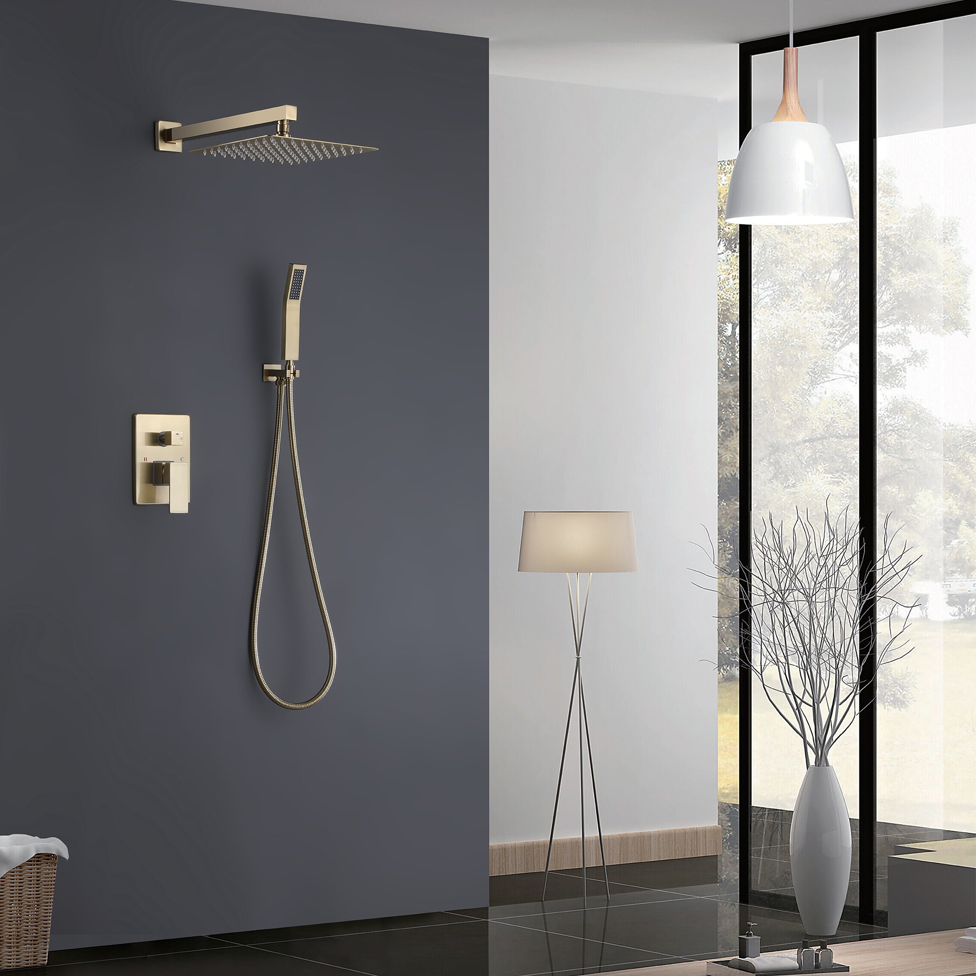 Brushed Gold Shower System Modland