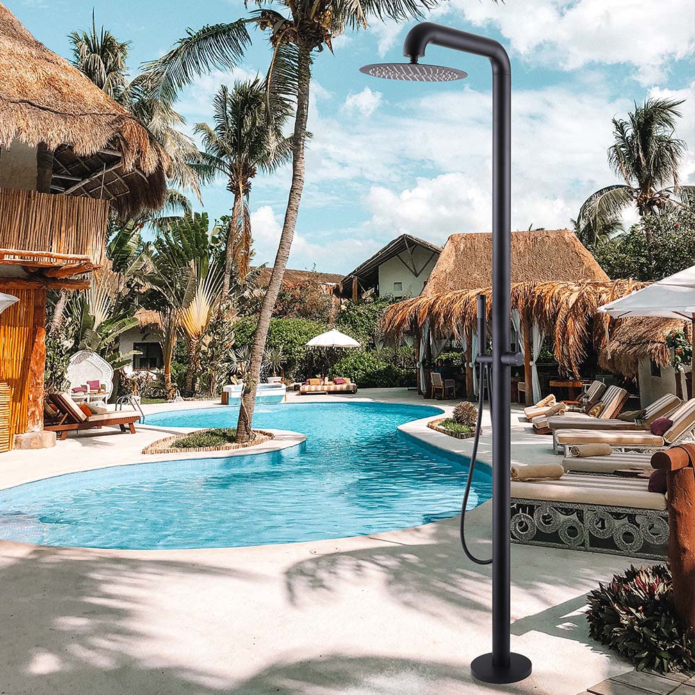 Modern Stainless Steel Freestanding Outdoor Shower with Rain Shower ...