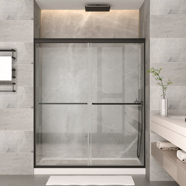 Modland 56-60-in x 70-in H Double Sliding Frame Shower Door with Tempered Clear Glass