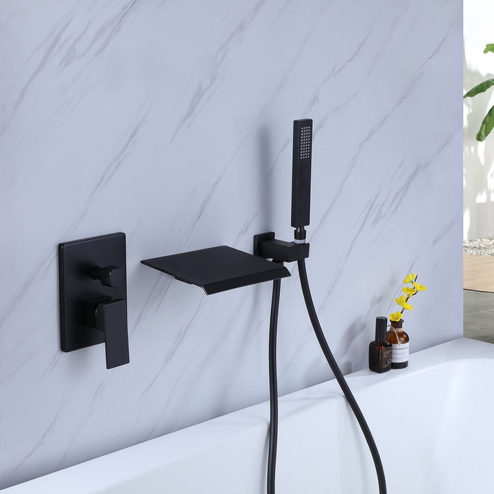 Wall Mounted Pressure Balance Waterfall Tub Spout with Handshower - Modland