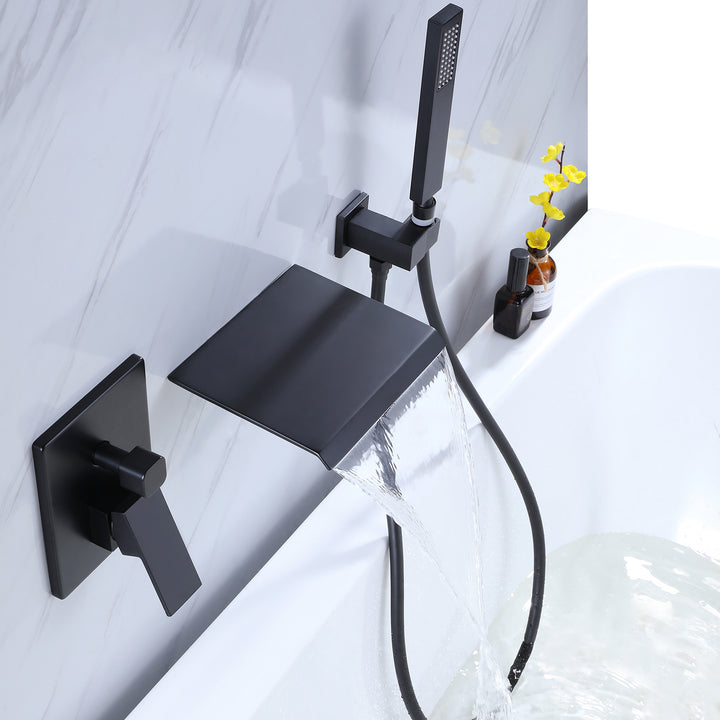 Wall Mounted Pressure Balance Waterfall Tub Spout with Handshower - Modland