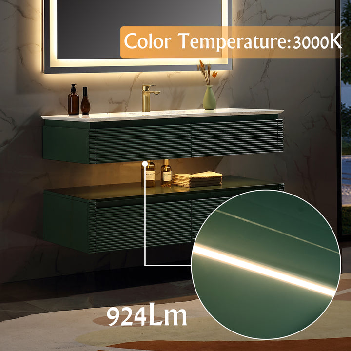 48'' Floating Bathroom Vanity with LED Functionality and Engineered Stone Top - Modland