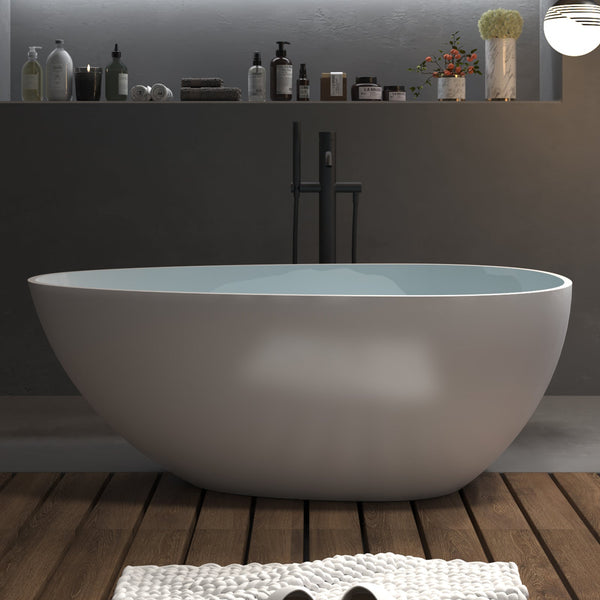 59"x29" Solid Surface Free standing tub Bathroom Adult Egg Shaped Bathtub