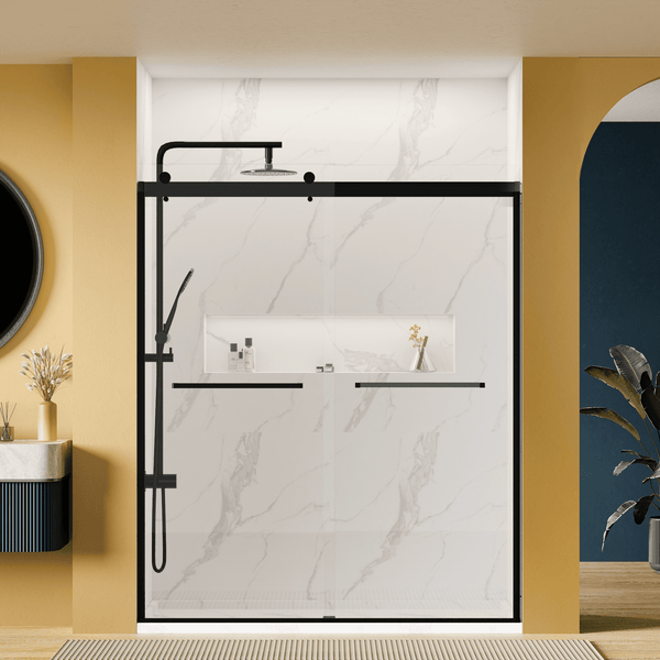 Modland 56-60-in x 74-in H Double Sliding Frameless Shower Door with Tempered Clear Glass