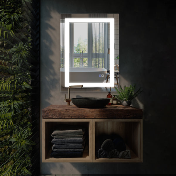 Modland LED Bathroom Vanity Mirror with Light,28*36 inch, Anti Fog, Dimmable,Color Temper 5000K,Backlit + Front Lit