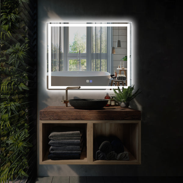 Modland LED Bathroom Vanity Mirror with Light,40*32 inch, Anti Fog, Dimmable,Color Temper 5000K,Backlit + Front Lit