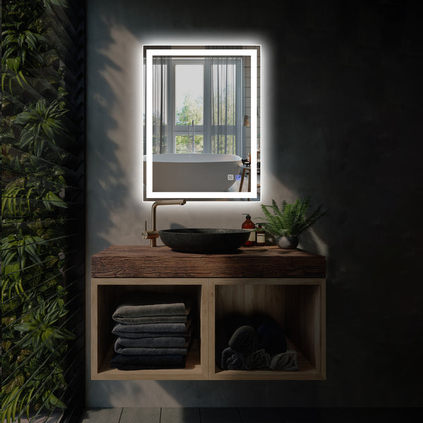 Modland LED Bathroom Vanity Mirror with Light,24*32 inch, Anti Fog, Dimmable,Color Temper 5000K,Backlit + Front Lit