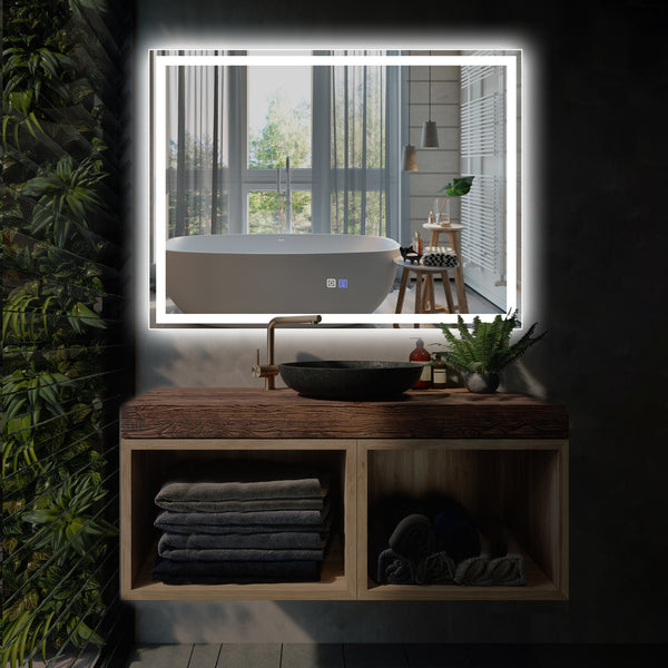 Modland LED Bathroom Vanity Mirror with Light,48*36 inch, Anti Fog, Dimmable,Color Temper 5000K,Backlit + Front Lit