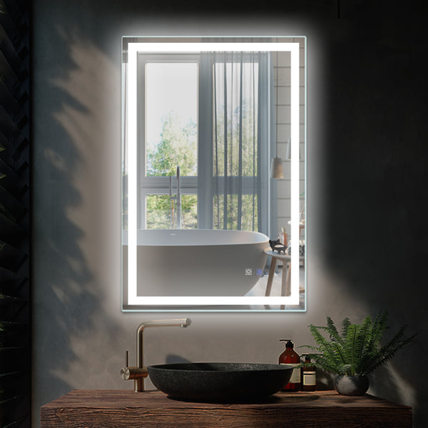 Modland LED Bathroom Vanity Mirror with Light,24*36 inch, Anti Fog, Dimmable,Color Temper 5000K,Backlit + Front Lit