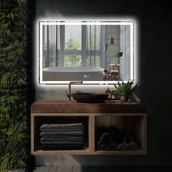 Modland LED Bathroom Vanity Mirror with Light,48*32 inch, Anti Fog, Dimmable,Color Temper 5000K,Backlit + Front Lit
