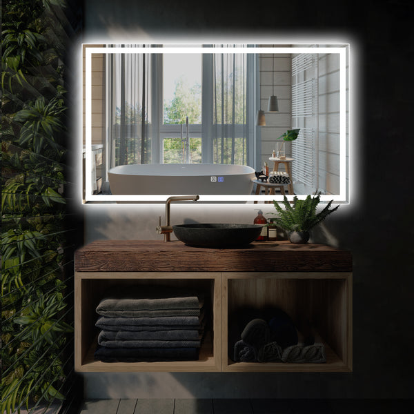 Modland LED Bathroom Vanity Mirror with Light,60*36 inch, Anti Fog, Dimmable,Color Temper 5000K,Backlit + Front Lit