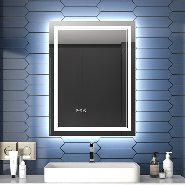 24x32 inch led bathroom mirror wall mounted adjustable