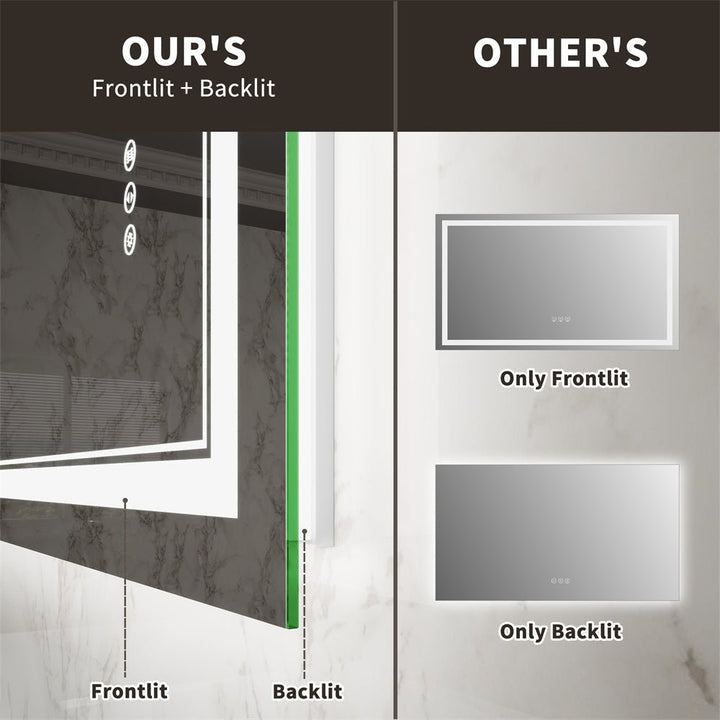 24x32 inch led mirror frontlit backlit comparison