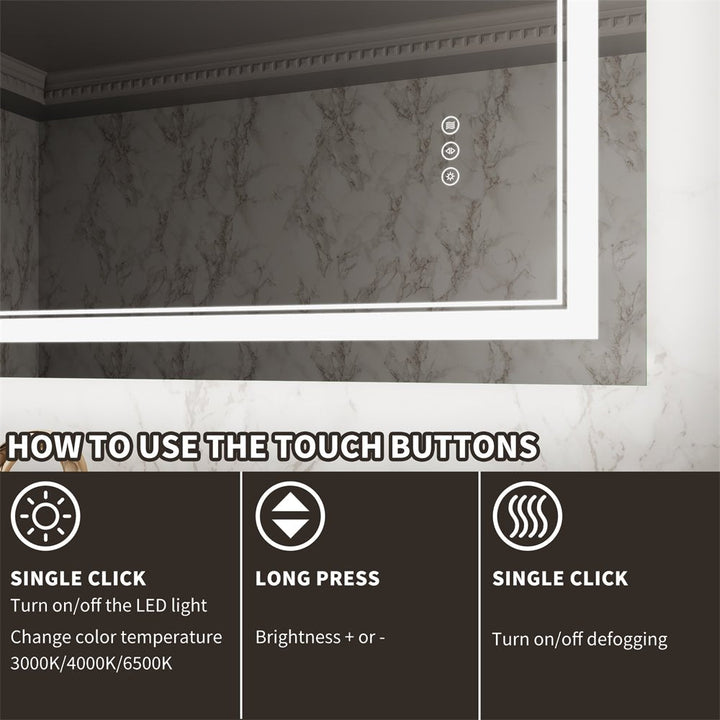 24x32 inch led mirror touch button functions