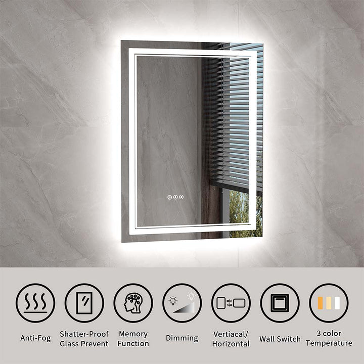24x32 inch led vanity mirror features