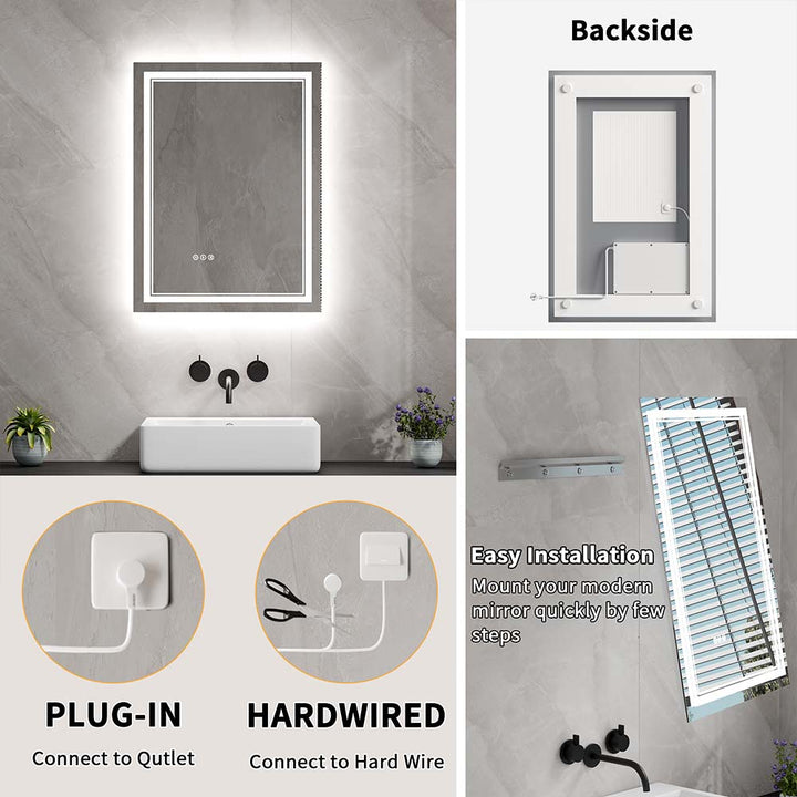 24x32 inch lighted vanity mirror installation options
