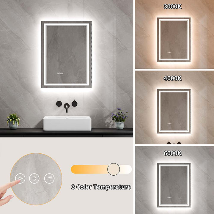 24x32 inch Vanity Mirror 3 Color Temperature Adjustable