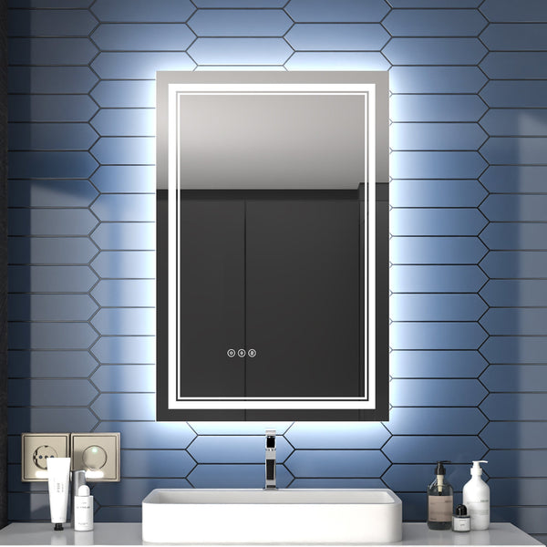 24x36 inch led bathroom mirror wall mounted adjustable