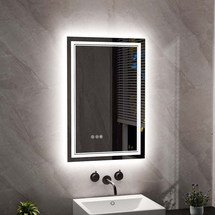 24x36 inch modern led mirror black