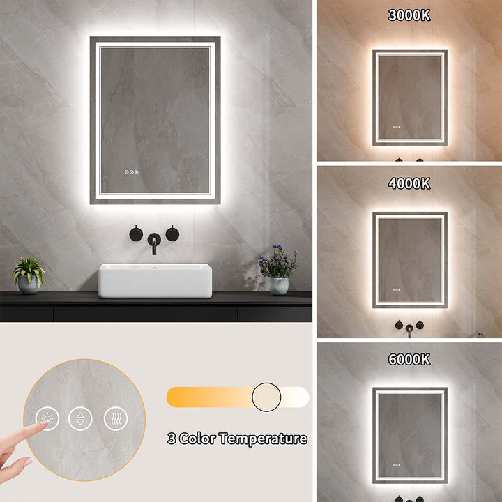 28x36 inch Vanity Mirror 3 Color Temperature Adjustable
