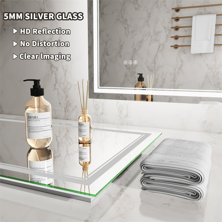 28x36 inch led mirror HD silver glass reflection