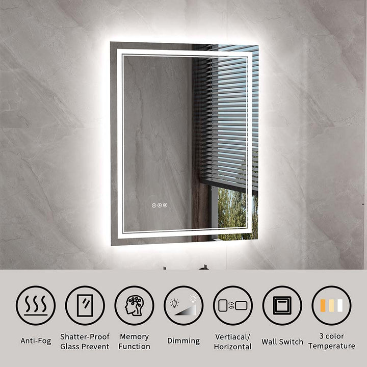 28x36 inch led vanity mirror features