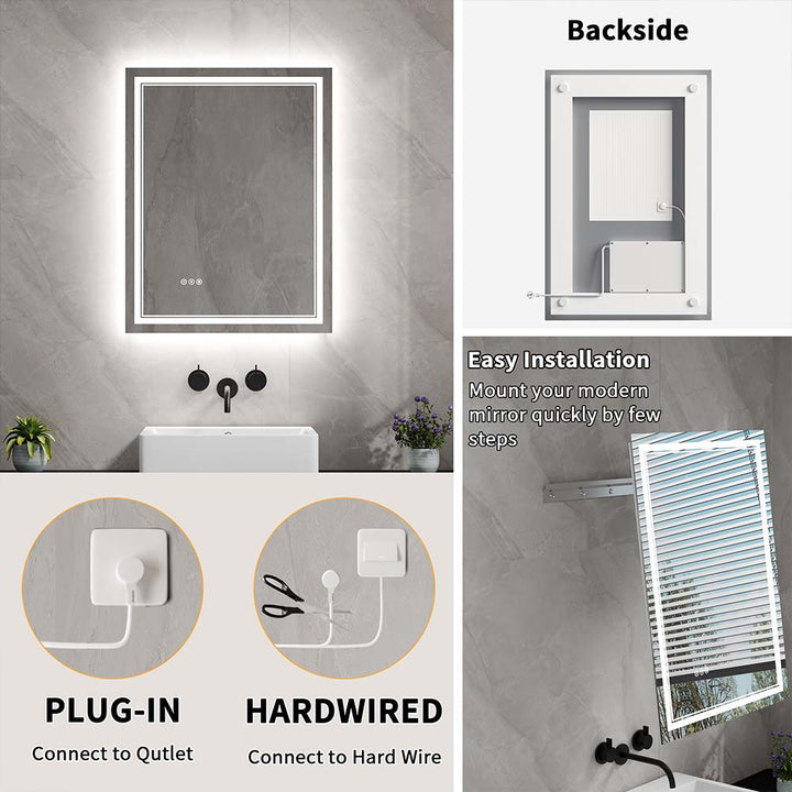 28x36 inch lighted vanity mirror installation options