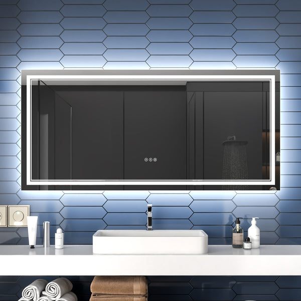 28x60 inch led bathroom mirror wall mounted adjustable