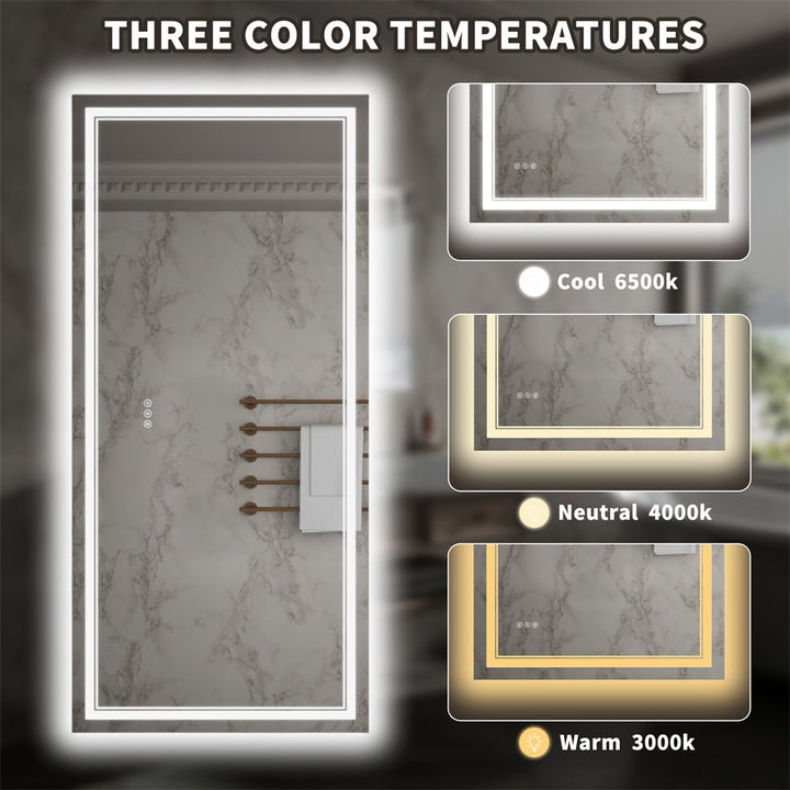 28x60 inch led mirror three color temperatures