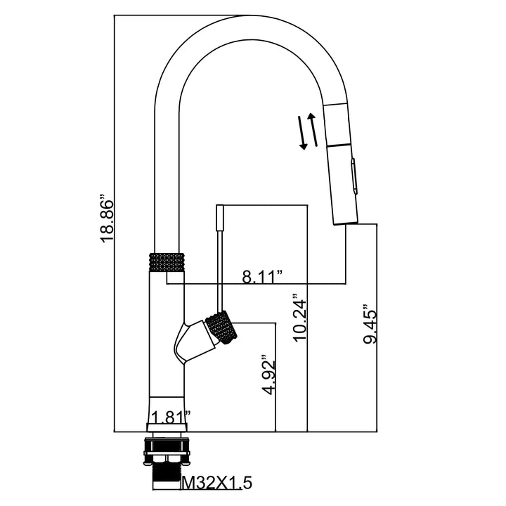 Dual-Function Pull Out Kitchen Faucet With Single Handle and Swivel Spout - Modland