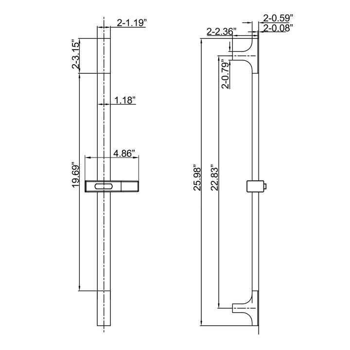 Multi Function Handheld Shower Head with Slide Bar/Grab Bar-Less Rough-in Valve - Modland