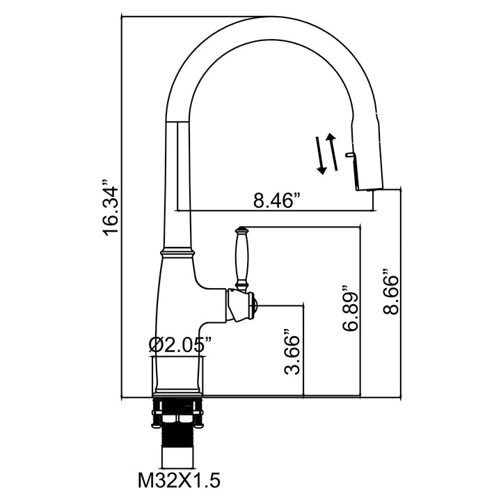 Dual-Function Pull Out Kitchen Faucet With Single Handle and Swivel Spout - Modland
