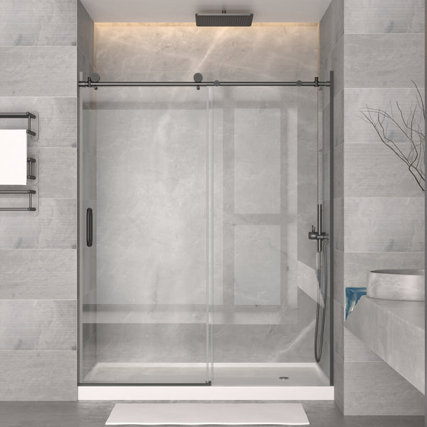 Modland 70-in x 60-in Single Sliding Frameless Glass Shower Door With Tempered Glass