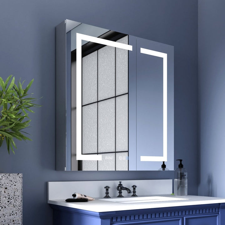 30" W x 32" H Bathroom Light Medicine Cabinets Defogger