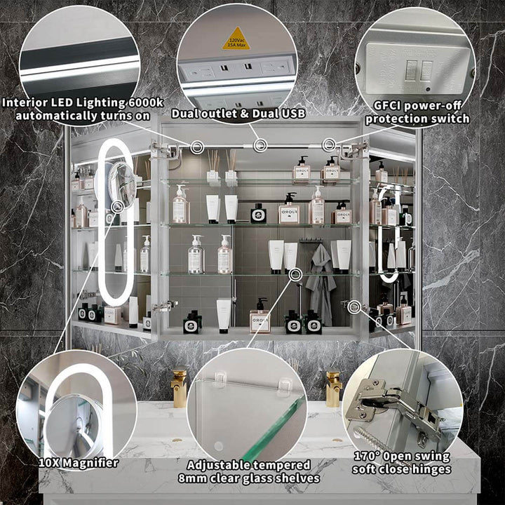 30x32 medicine cabinet detailed features