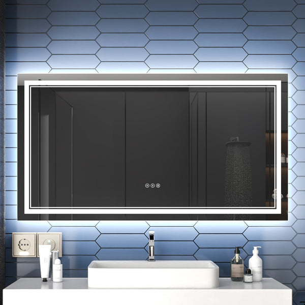 30x55 inch led bathroom mirror wall mounted adjustable