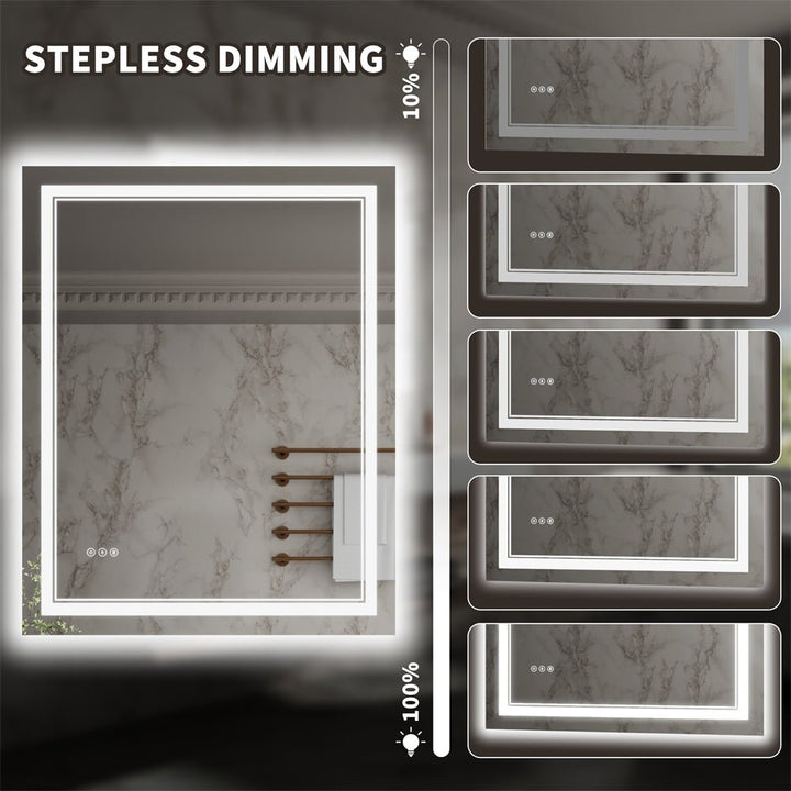 32x40 inch LED Mirror Stepless Dimming Brightness Control
