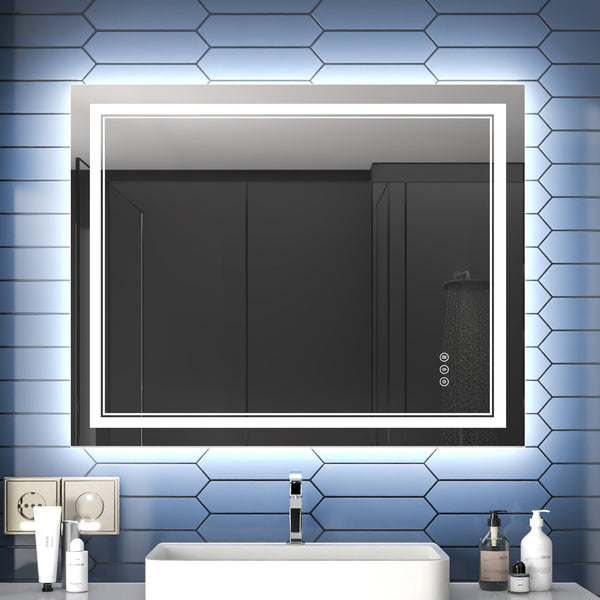 32x40 inch led bathroom mirror wall mounted adjustable