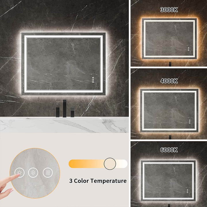 32x48 inch Vanity Mirror 3 Color Temperature Adjustable