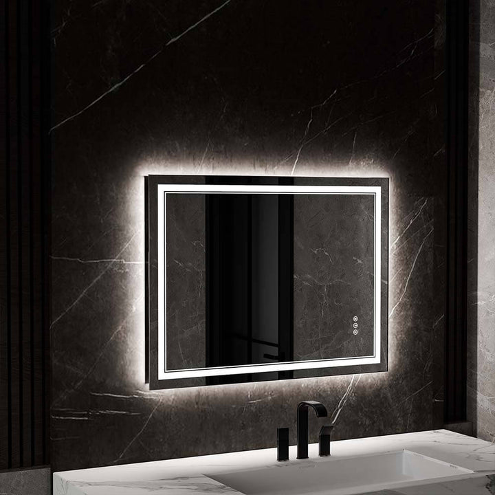32x48 inch modern led mirror black
