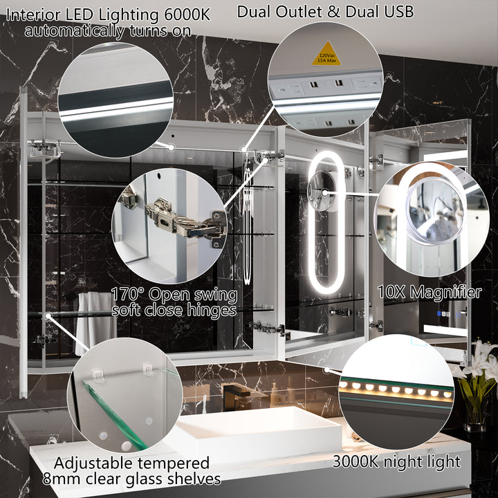 Modland 54x36 Smart LED Medicine Cabinet Multifunctional Storage - Modland