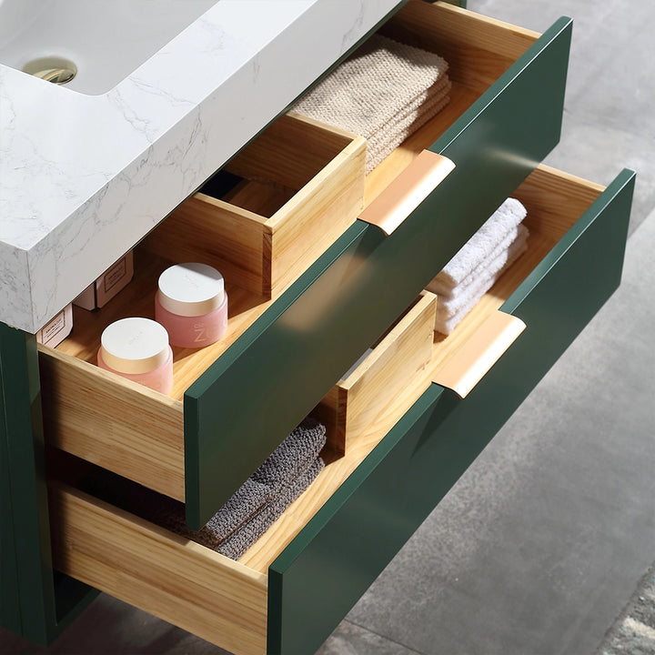 36 inch floating bath vanity with soft close drawers and ample storage