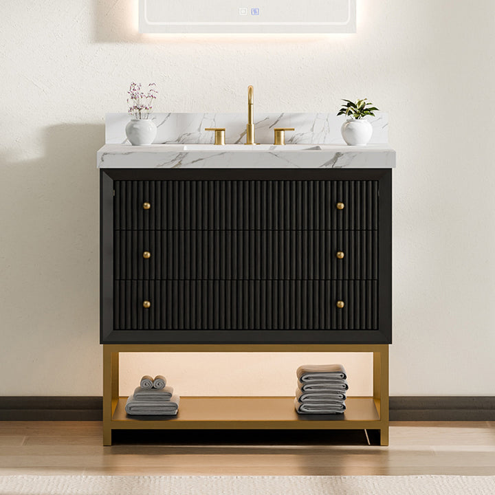 36 inch modern bathroom vanity black