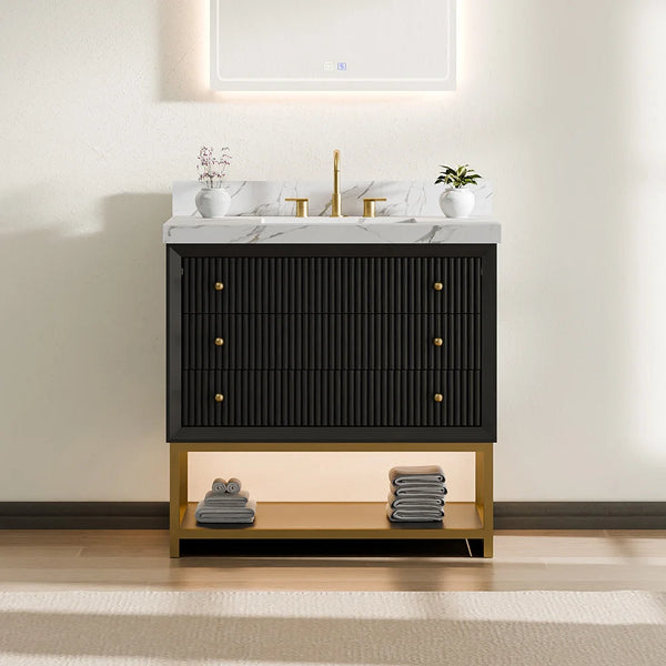 Gold modern bathroom vanity