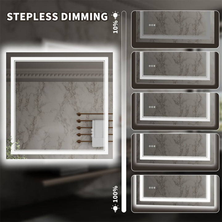 36x36 inch LED Mirror Stepless Dimming Brightness Control