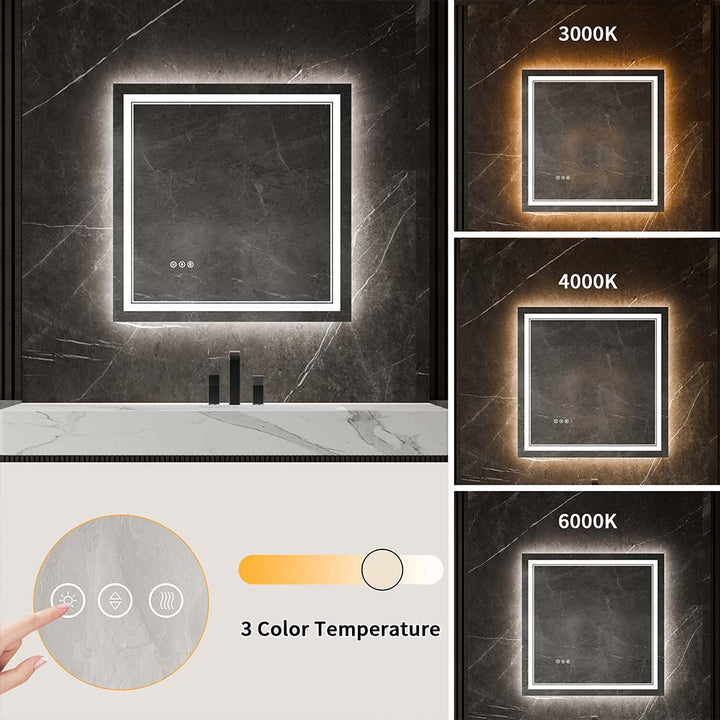 36x36 inch Vanity Mirror 3 Color Temperature Adjustable