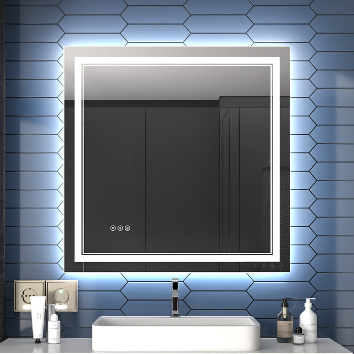 36x36 inch led bathroom mirror wall mounted adjustable
