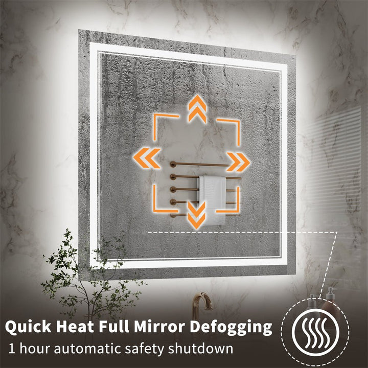 36x36 inch led mirror defogging feature