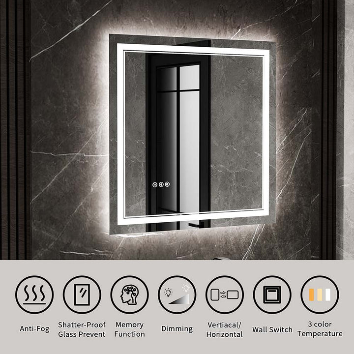 36x36 inch led vanity mirror features