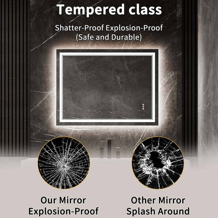 36x48 inch Tempered Glass Vanity Mirror